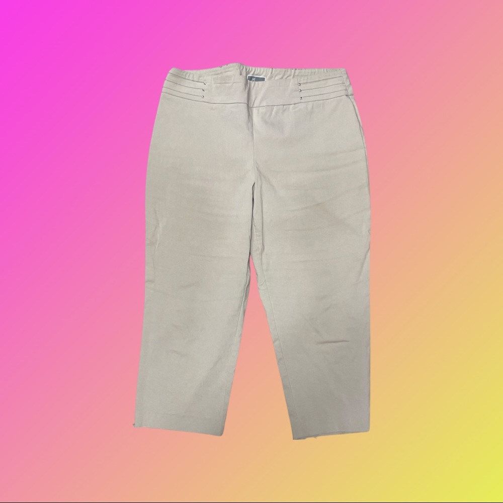 Beige crop stretchy work pants